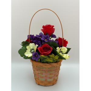 Panier Fleuri Rouge/Violet