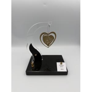 Plaque funéraire en granit et plexi design avec cœur doré suspendu rotatif