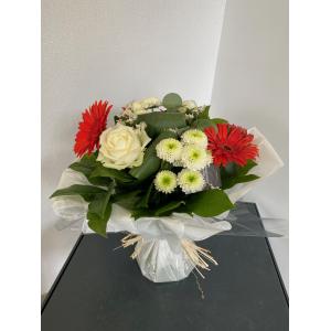 bouquet rond blanc rouge