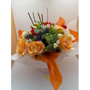 Bouquet forme poche d 'eau lesté ton orange