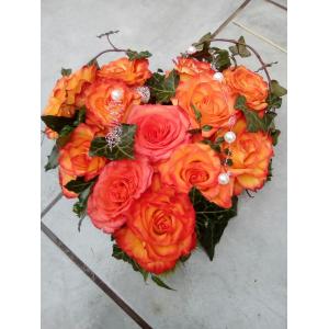 Coeur roses orange